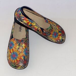 Alegria Mary Jane Colorful Floral Slip-On Shoes Size 42